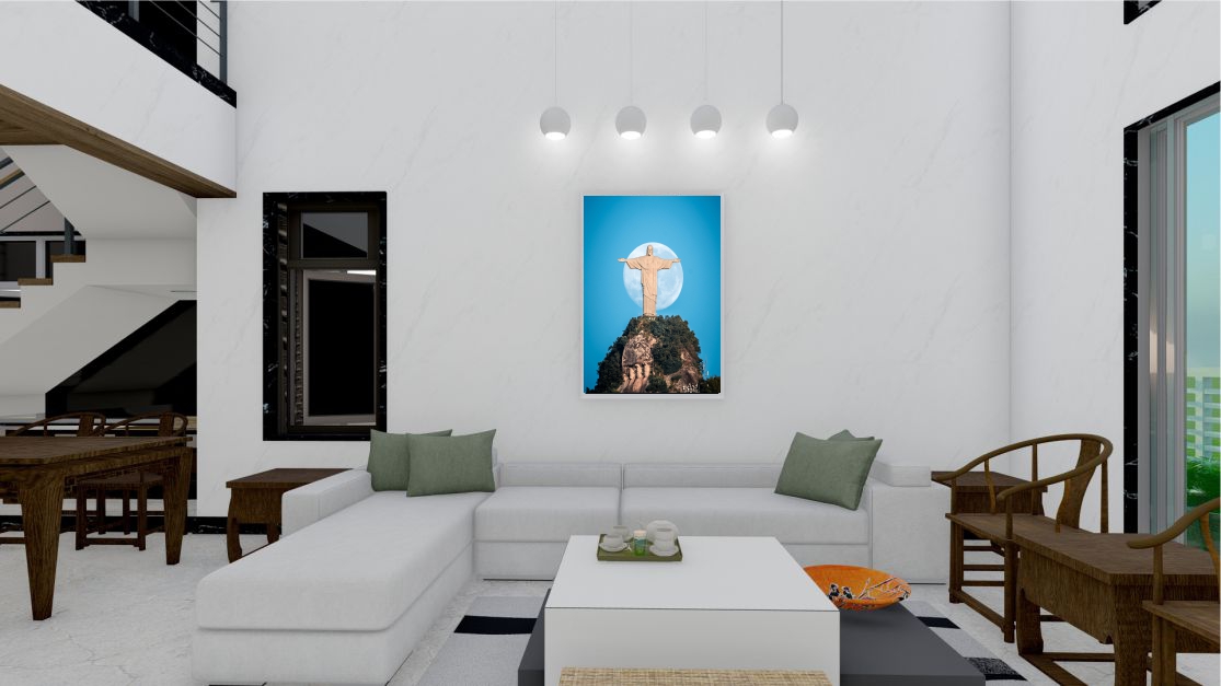 Quadro Decorativo Cristo Redentor em Adesivo com Moldura Caixa